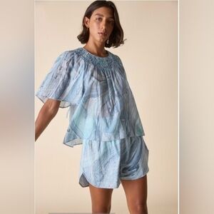 St. ROCHE,  Honeycomb Top, Hand Marbling, Blue, Size 4, NWT‎